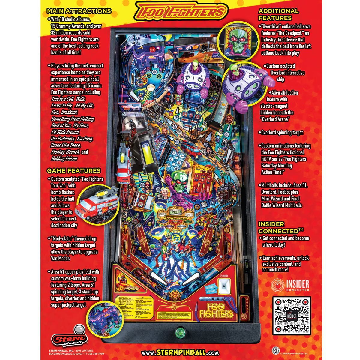 Stern Foo Fighters Premium Pinball Machine with Installed Shaker Motor - Image 13